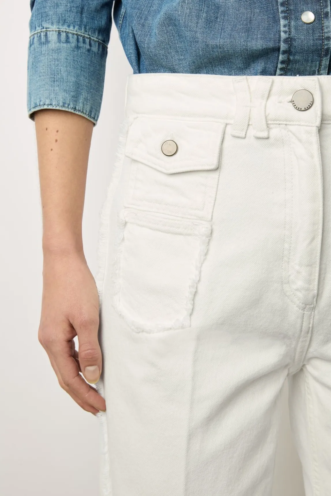Jean Flare Ecru A Franges Ecru - Anna
