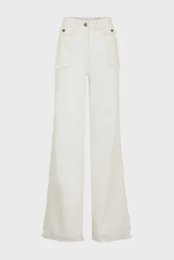 Jean Flare Ecru A Franges Ecru - Anna