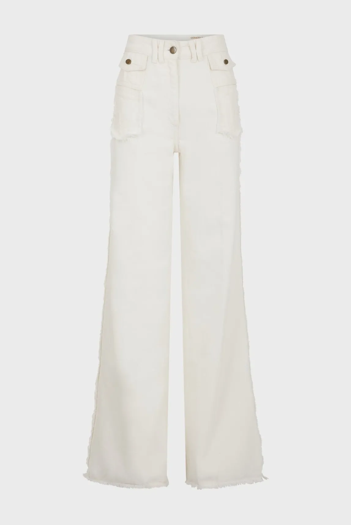 Jean Flare Ecru A Franges Ecru - Anna