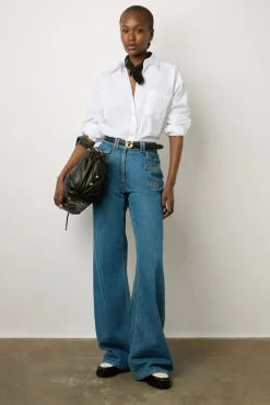 Jean Flare Taille Haute Bleu - Anna