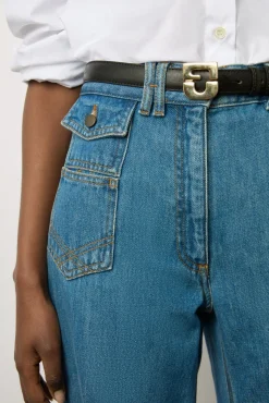 Jean Flare Taille Haute Bleu - Anna