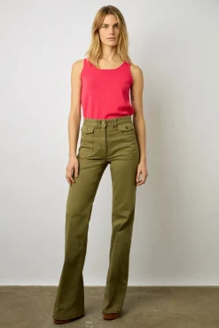 Jean Flare Uni Vert Kaki - Anna