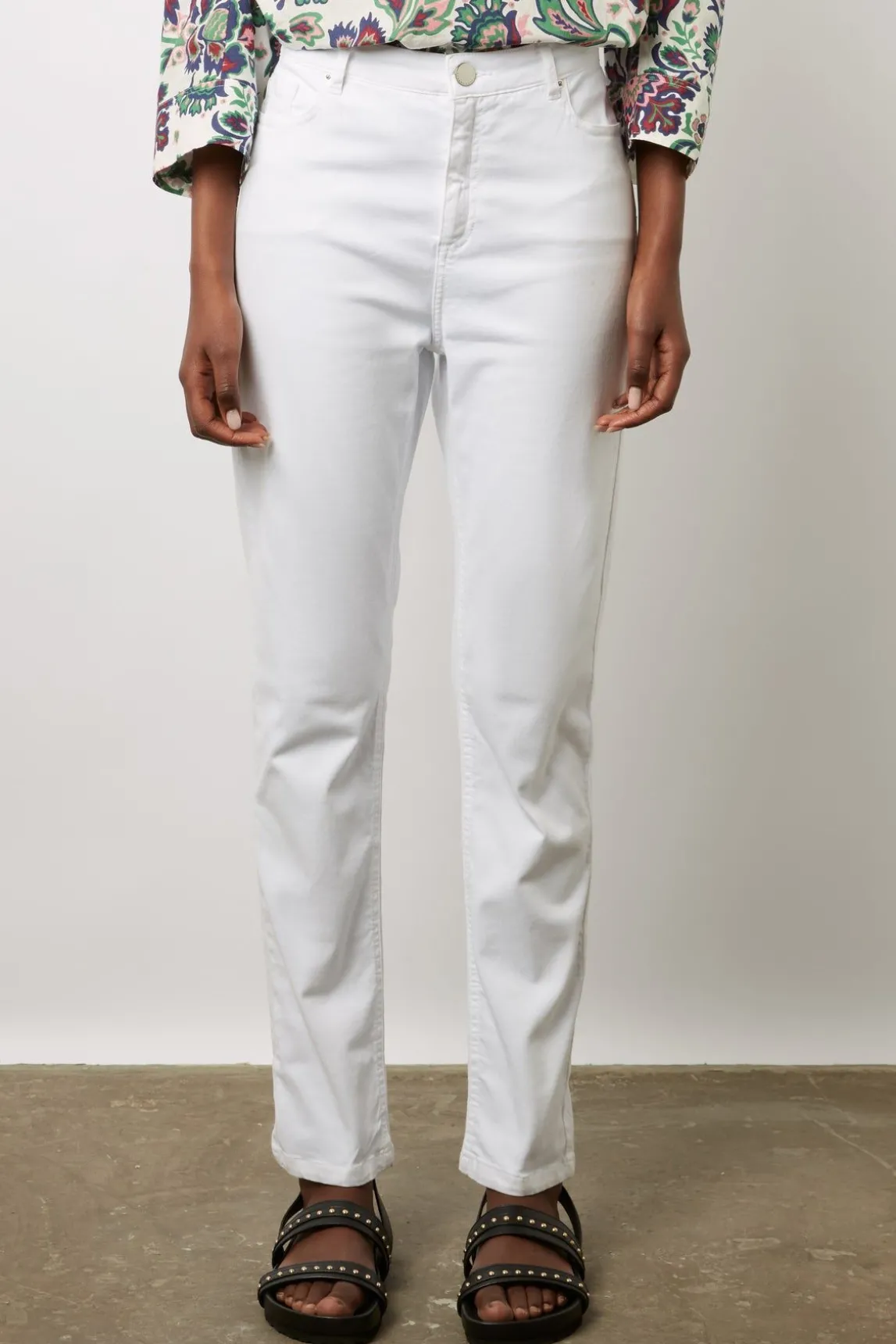 Jean Slim En Denim Stretch Blanc - Carli