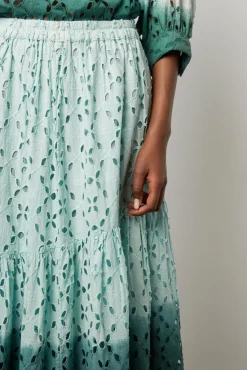Jupe Broderie Tie & Dye Vert D'Eau - Derine
