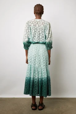 Jupe Broderie Tie & Dye Vert D'Eau - Derine
