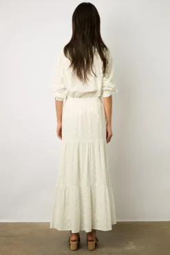 Jupe Longue Blanche Brodee Blanc - Brooke