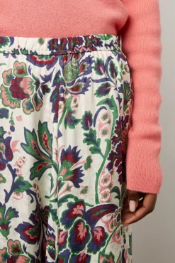 Jupe Midi A Grandes Fleurs Ecru - Debra