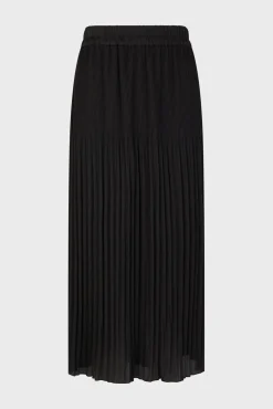 Jupe Midi En Satin Ondule Noir - Delhia