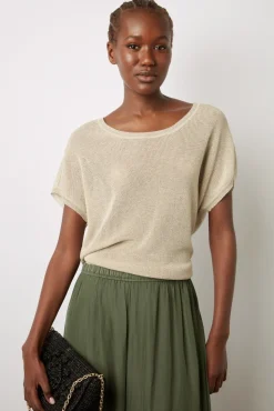 Jupe Midi En Satin Plisse Kaki - Denisa