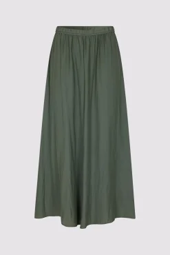 Jupe Midi En Satin Plisse Kaki - Denisa