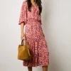 Jupe Midi Fluide Imprimee Nude - Damya