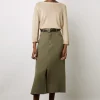 Jupe Midi Unie Vert Kaki - Douria