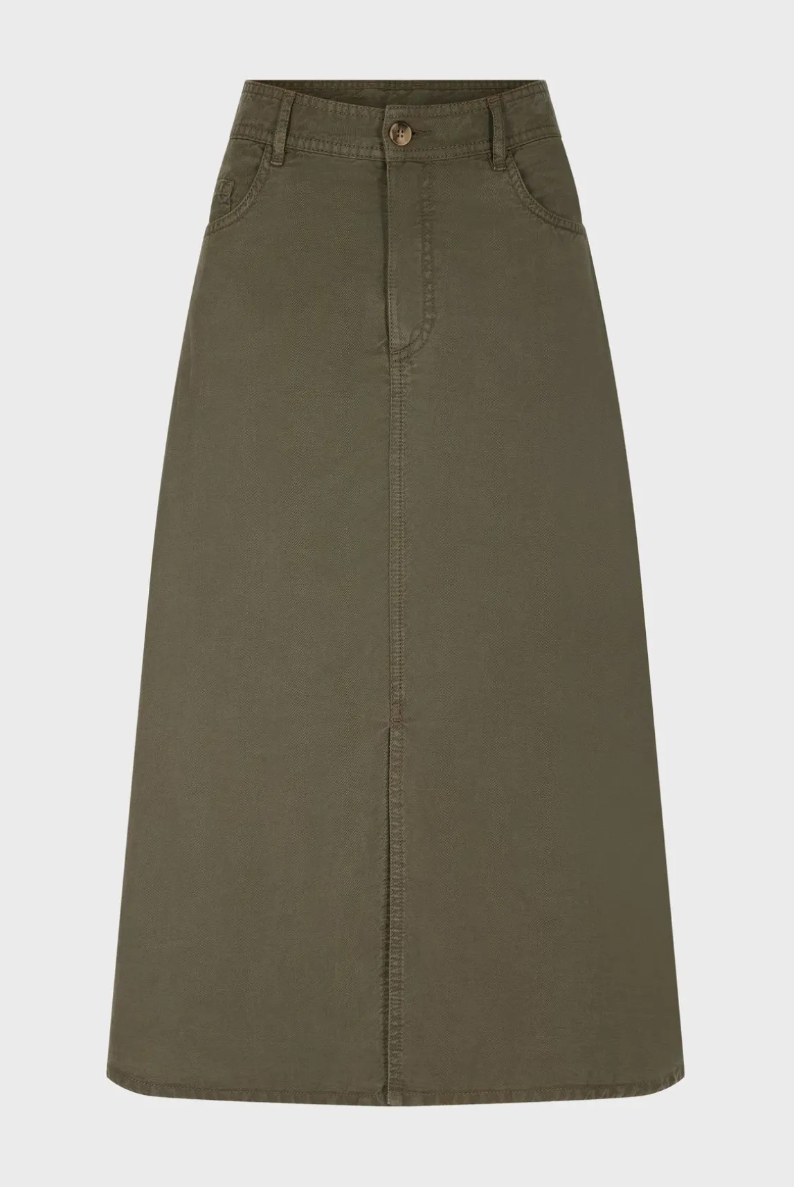 Jupe Midi Unie Vert Kaki - Douria