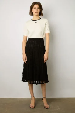 Jupe Mi-Longue En Crochet Noir - Dania