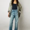 Kimono Imprime En Soie Indigo - Brunella