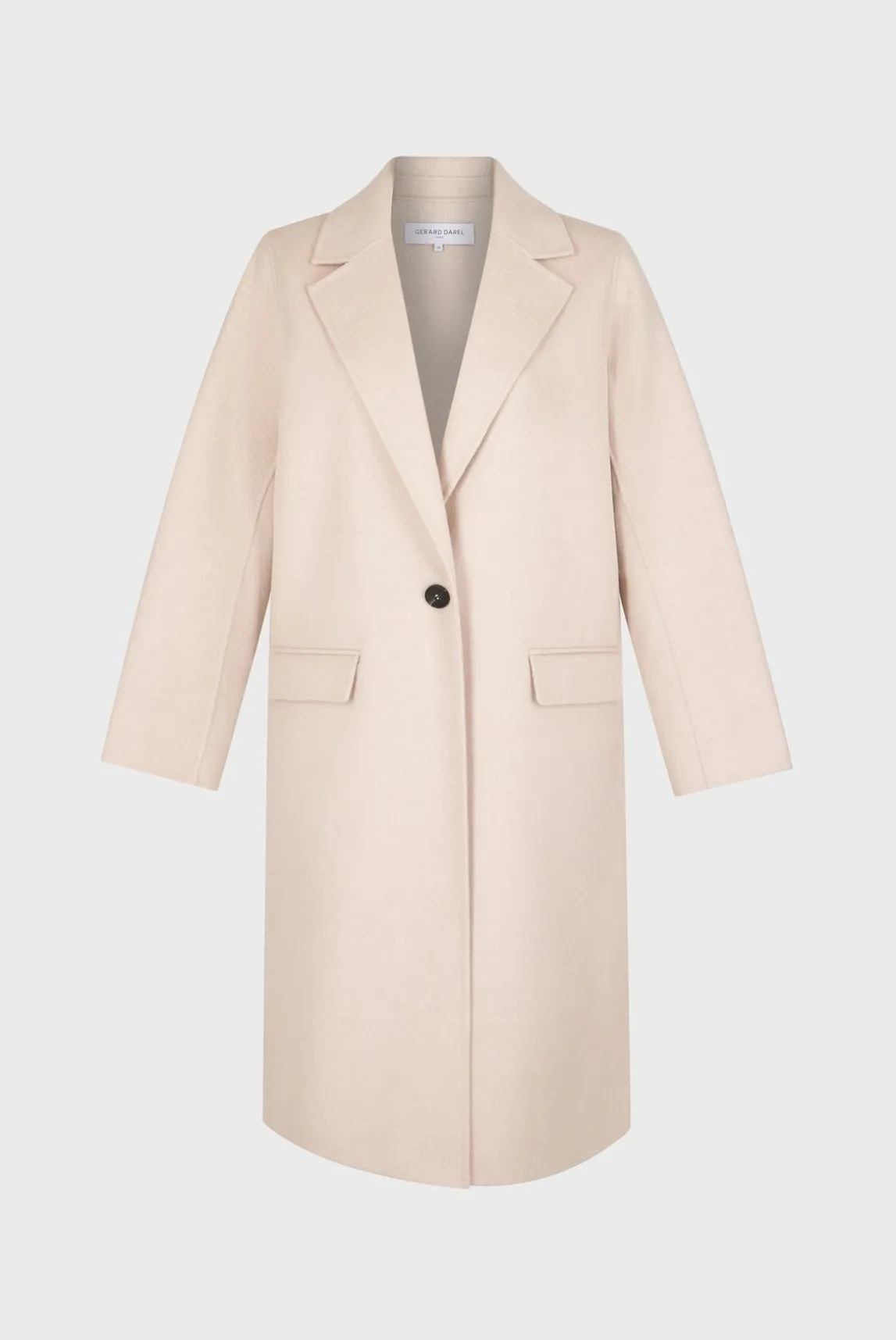 Manteau Droit En Laine Fine Sable - Naomi