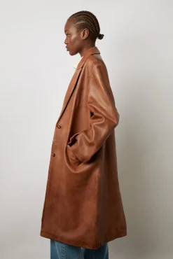 Manteau En Cuir Cigare - Johanna