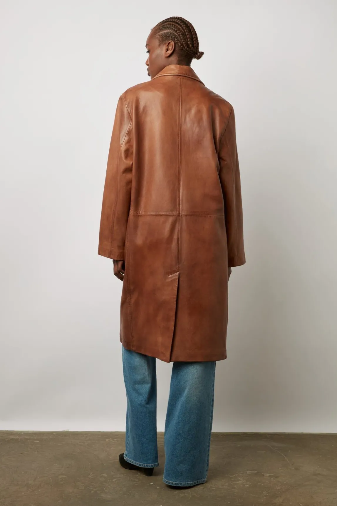 Manteau En Cuir Cigare - Johanna