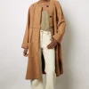 Manteau Long En Cuir Velours Camel - John