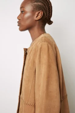 Manteau Long En Cuir Velours Camel - John