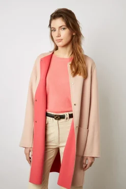 Manteau Reversible En Laine Corail - Nadra