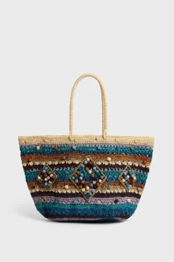 Panier En Raphia Bleu - Anouk