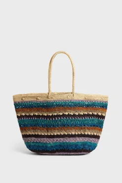 Panier En Raphia Bleu - Anouk