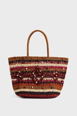 Panier En Raphia Bordeaux - Anouk