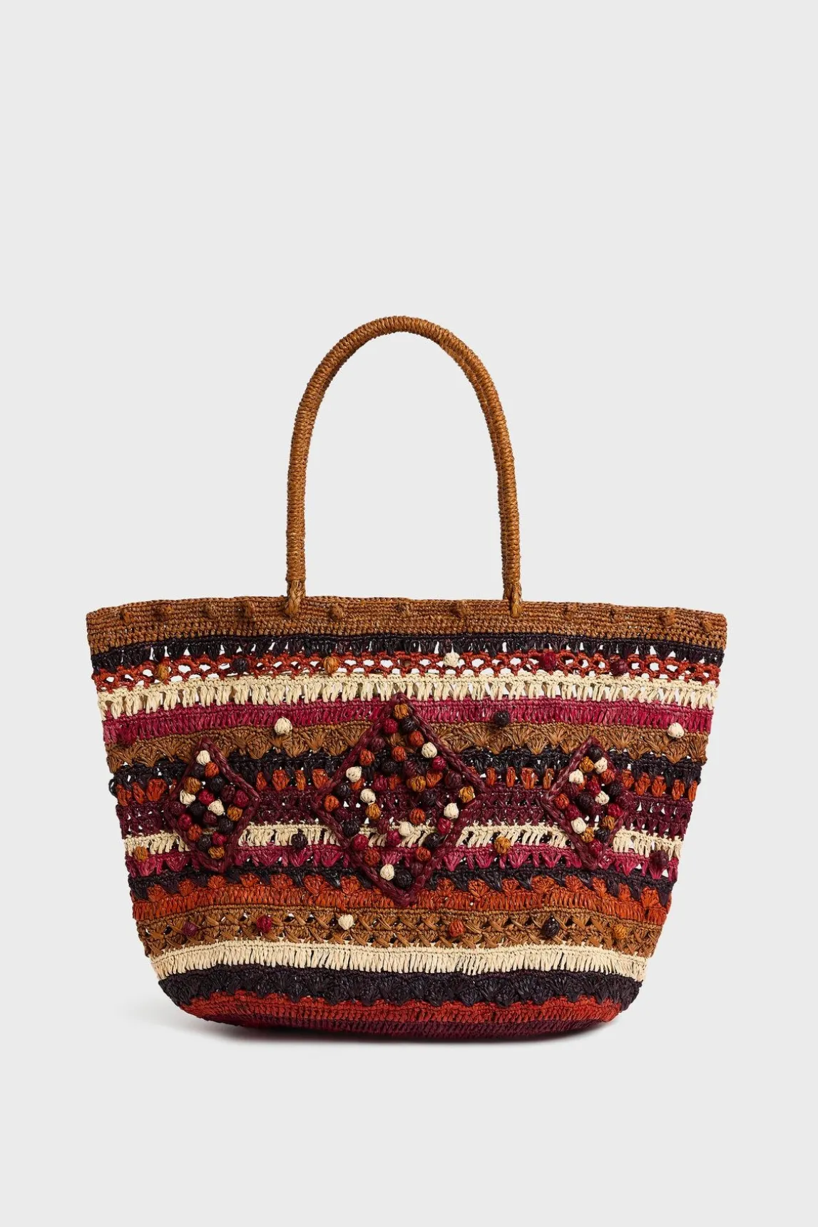 Panier En Raphia Bordeaux - Anouk