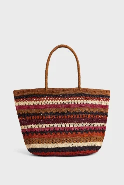 Panier En Raphia Bordeaux - Anouk