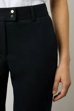 Pantalon 7/8 En Coton Uni Marine - Cora