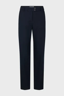 Pantalon 7/8 En Coton Uni Marine - Cora