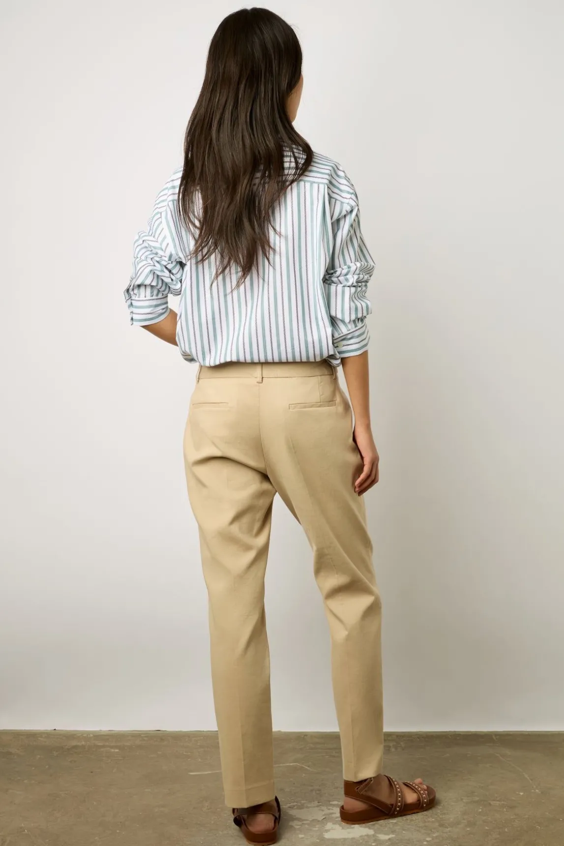 Pantalon 7/8 En Coton Uni Sable - Cora