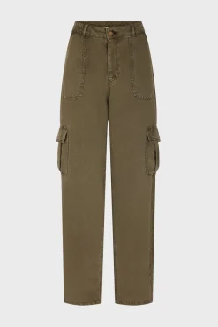 Pantalon Cargo En Lin Vert Kaki - Celya