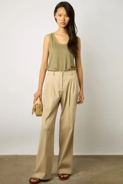 Pantalon Carotte En Coton Sable - Cecilia