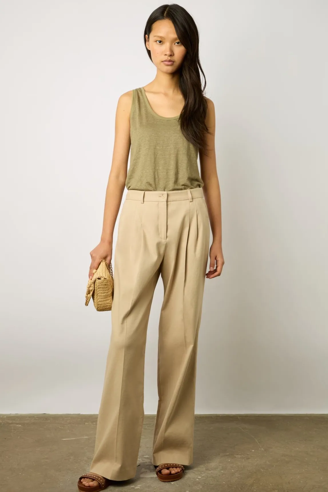 Pantalon Carotte En Coton Sable - Cecilia