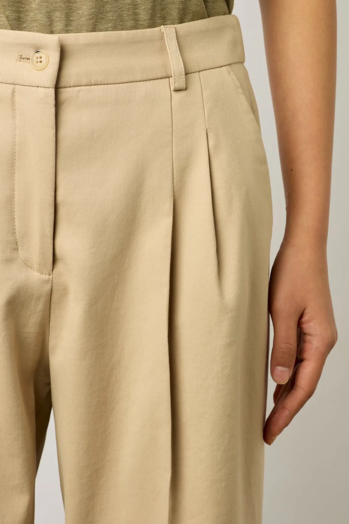 Pantalon Carotte En Coton Sable - Cecilia