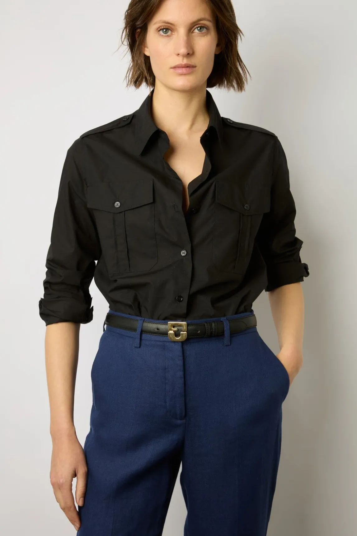 Pantalon De Tailleur En Lin Encre - Cyann