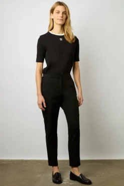 Pantalon Droit 7/8 Uni Noir - Causette