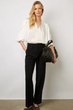 Pantalon Droit A Pince Marine - Carmelita