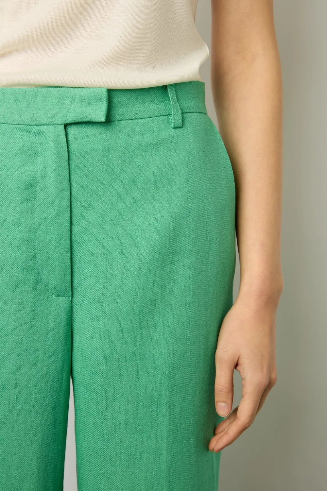 Pantalon Droit En Lin Emeraude - Cyrielle