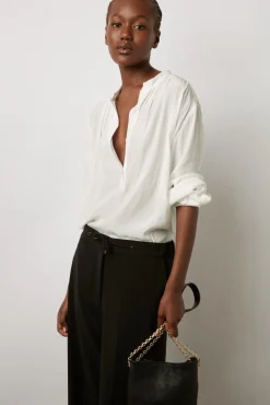 Pantalon Droit En Microfibre Noir - Cloelia