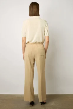 Pantalon Droit En Microfibre Sable - Cloelia