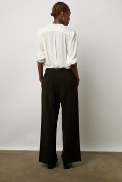 Pantalon Droit En Microfibre Noir - Cloelia