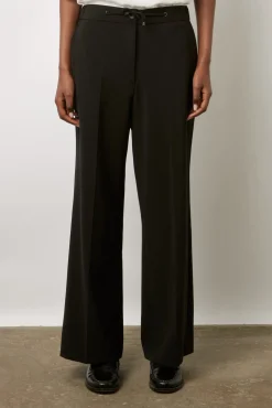 Pantalon Droit En Microfibre Noir - Cloelia