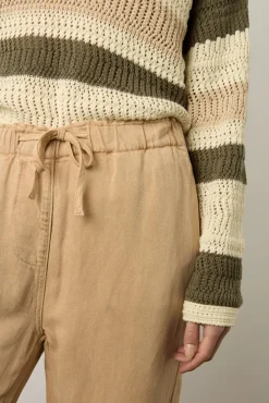 Pantalon En Lin Melange Sable - Colombe
