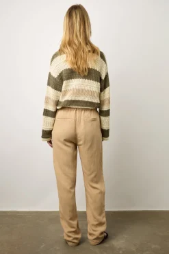 Pantalon En Lin Melange Sable - Colombe