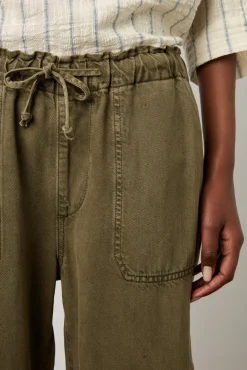 Pantalon En Lin Melange Vert Kaki - Colombe