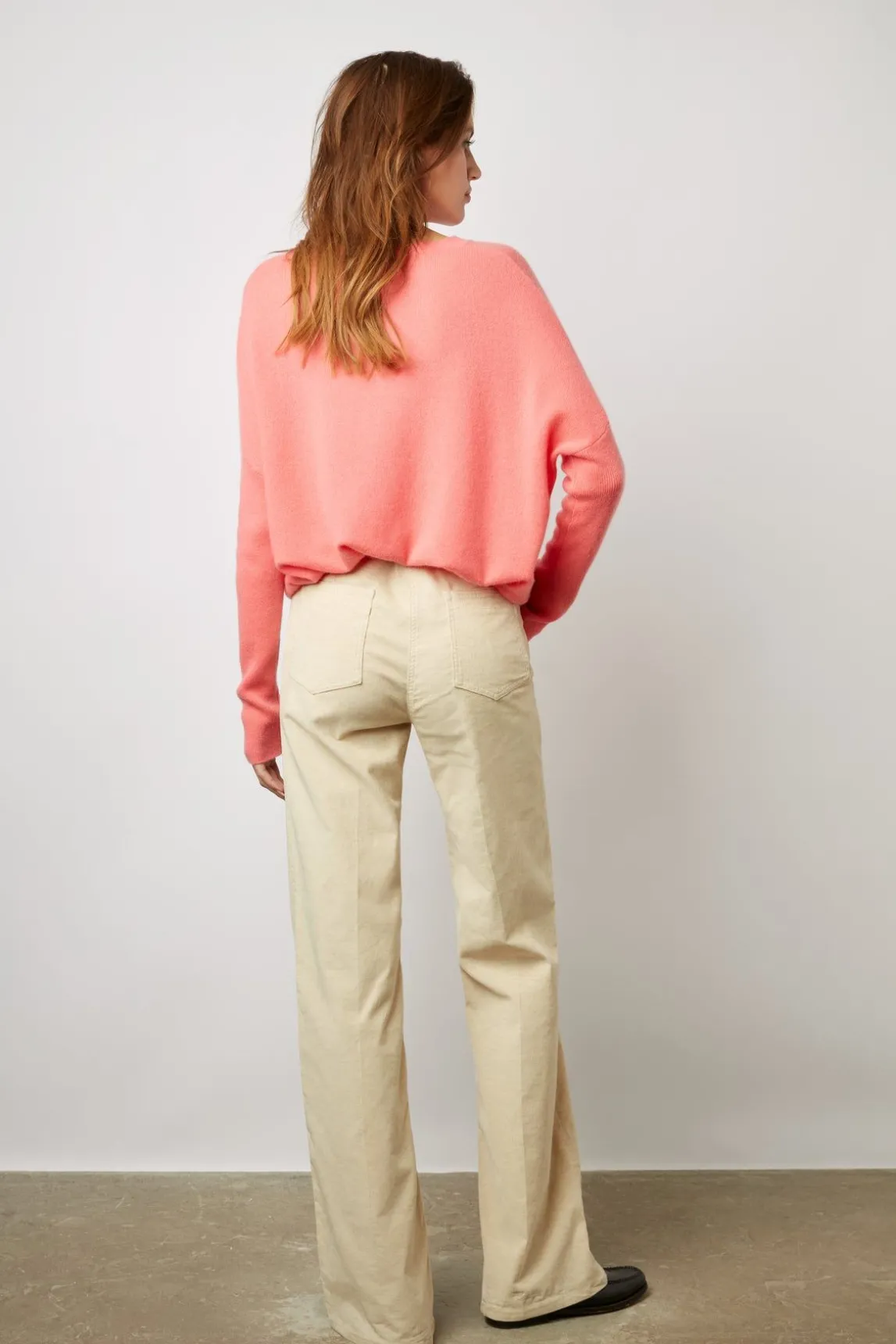Pantalon Flare Naturel En Velours - Anna