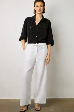Pantalon Large En Lin Blanc - Capucine